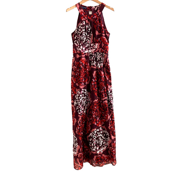 Anthropologie Martin And Osa Burgundy And Red Floral Maxi Dress Size 4 EUC - Picture 1 of 11